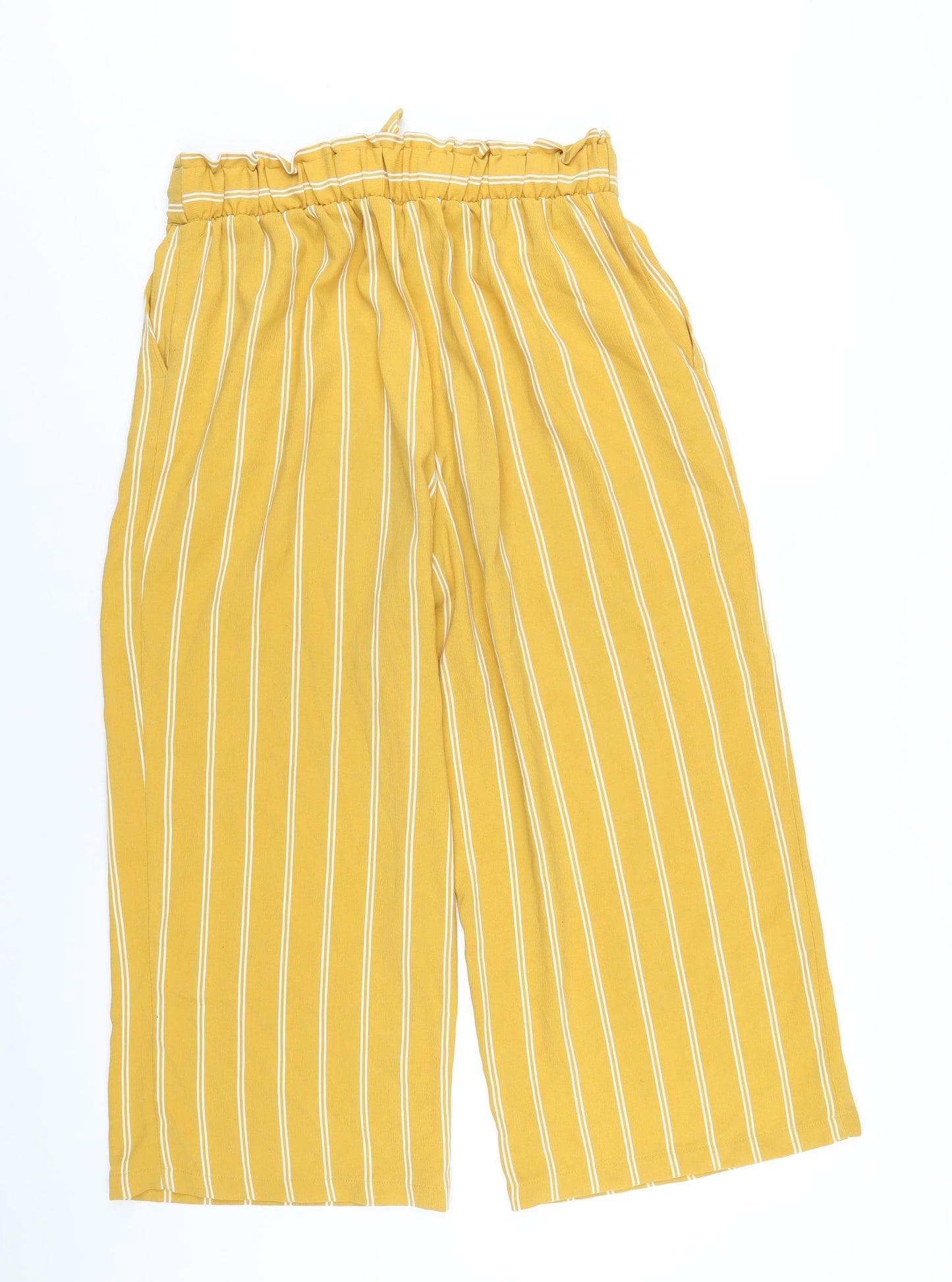 New Look Womens Yellow Striped Polyester Capri Trousers Size 14 L23 in Regular