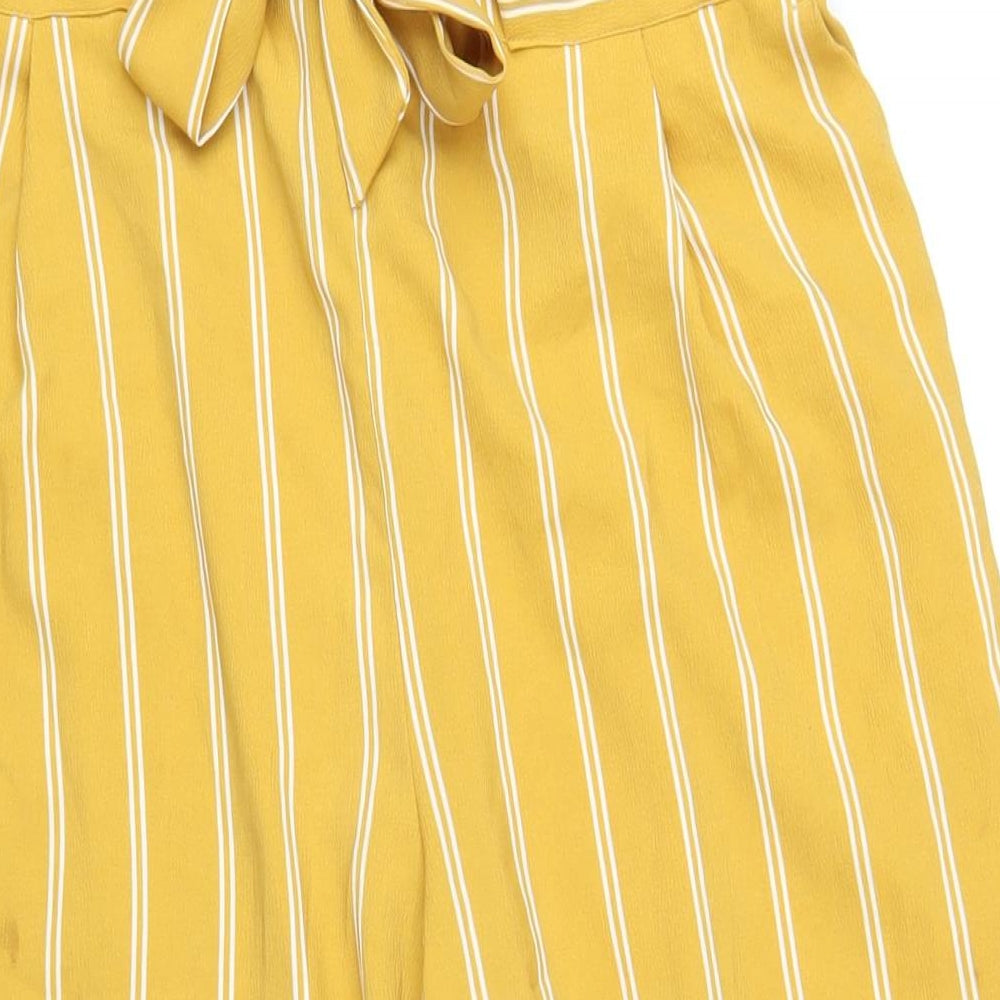 New Look Womens Yellow Striped Polyester Capri Trousers Size 14 L23 in Regular