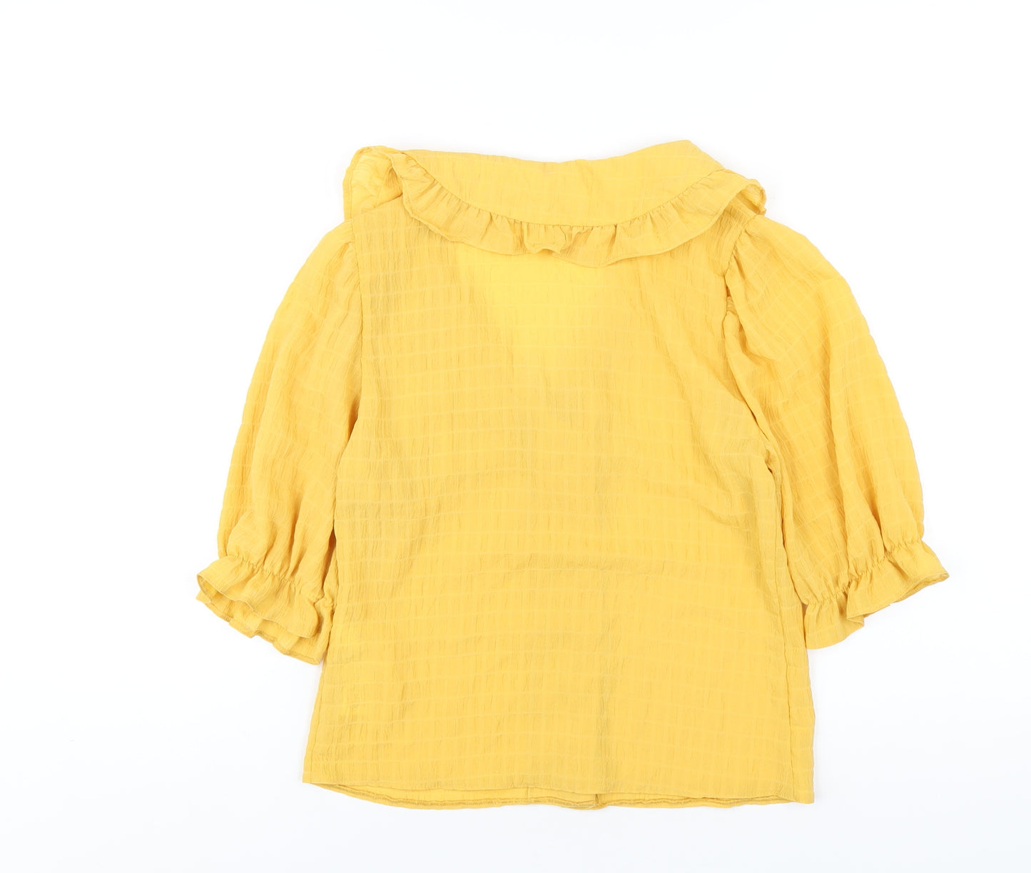 New Look Womens Yellow Polyester Basic Blouse Size 6 Collared