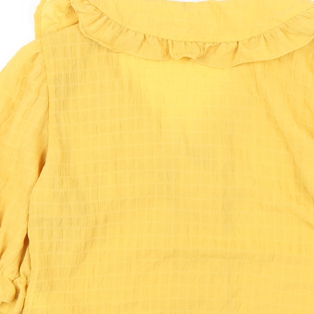 New Look Womens Yellow Polyester Basic Blouse Size 6 Collared