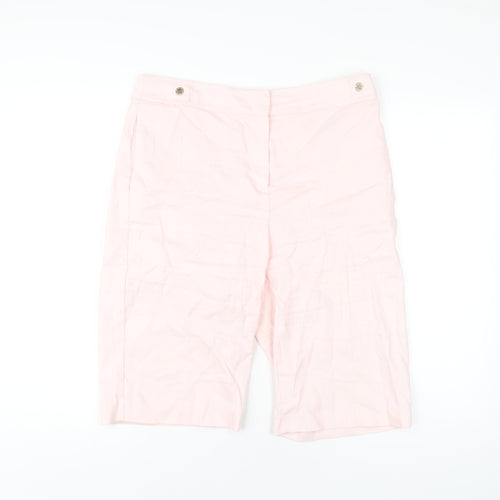 Per Una Womens Pink Linen Bermuda Shorts Size 12 L10 in Regular Zip