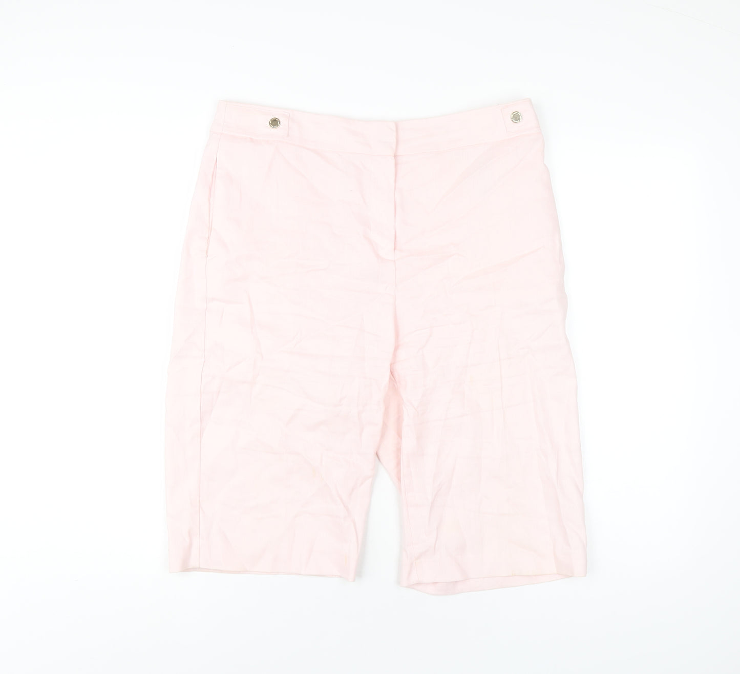 Per Una Womens Pink Linen Bermuda Shorts Size 12 L10 in Regular Zip