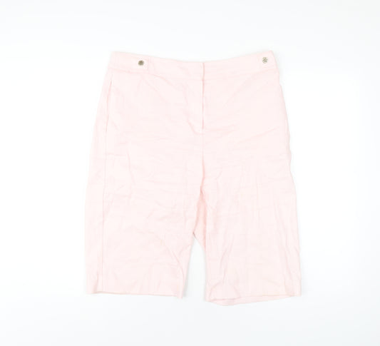 Per Una Womens Pink Linen Bermuda Shorts Size 12 L10 in Regular Zip