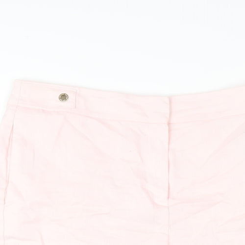 Per Una Womens Pink Linen Bermuda Shorts Size 12 L10 in Regular Zip