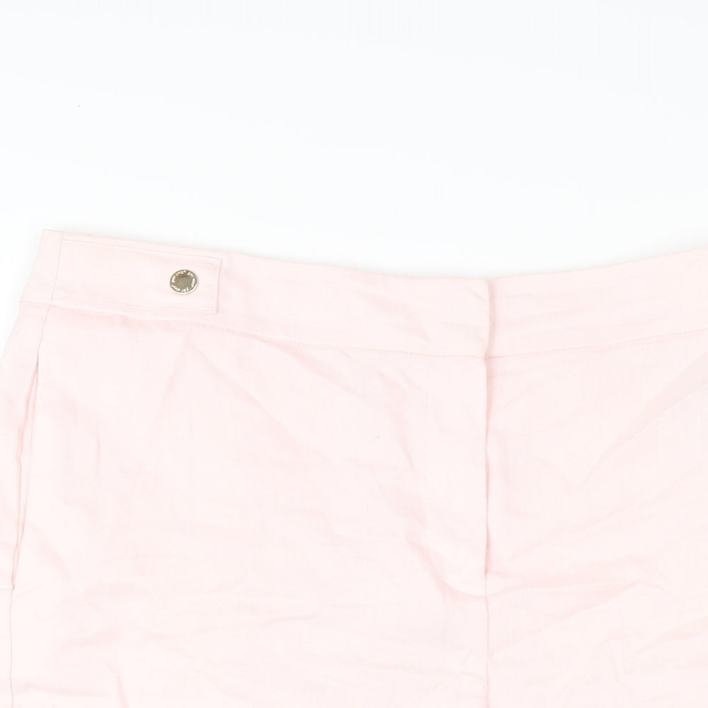 Per Una Womens Pink Linen Bermuda Shorts Size 12 L10 in Regular Zip