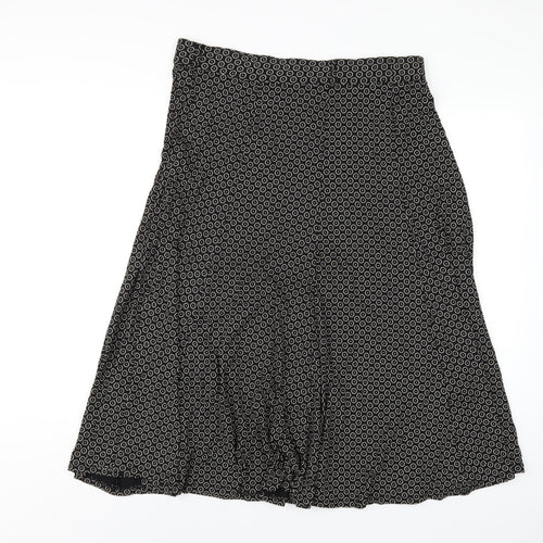 Marks and Spencer Womens Black Geometric Viscose A-Line Skirt Size 16