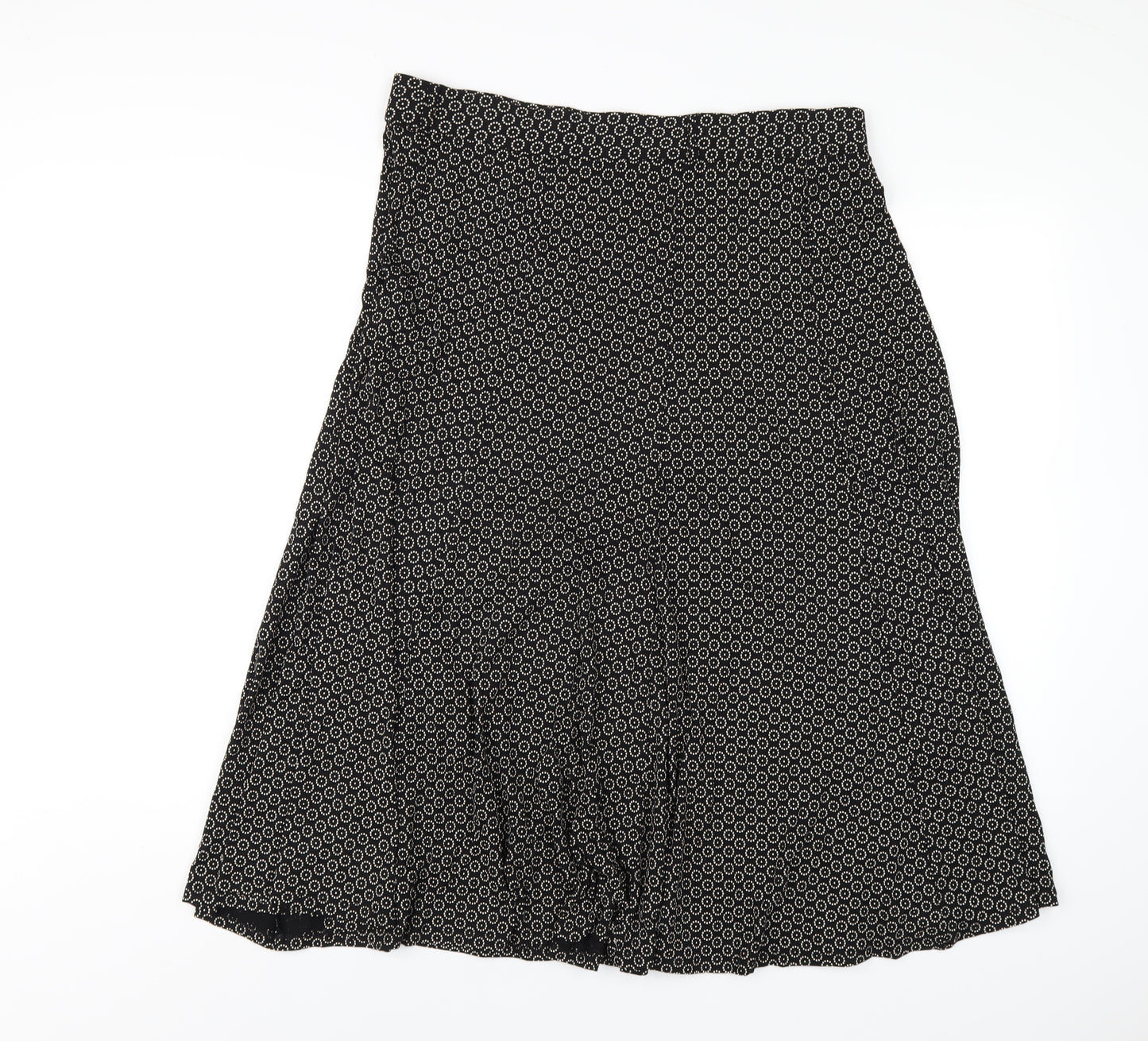 Marks and Spencer Womens Black Geometric Viscose A-Line Skirt Size 16