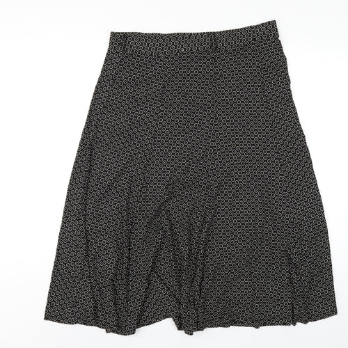 Marks and Spencer Womens Black Geometric Viscose A-Line Skirt Size 16