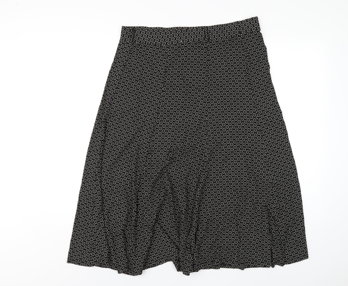 Marks and Spencer Womens Black Geometric Viscose A-Line Skirt Size 16