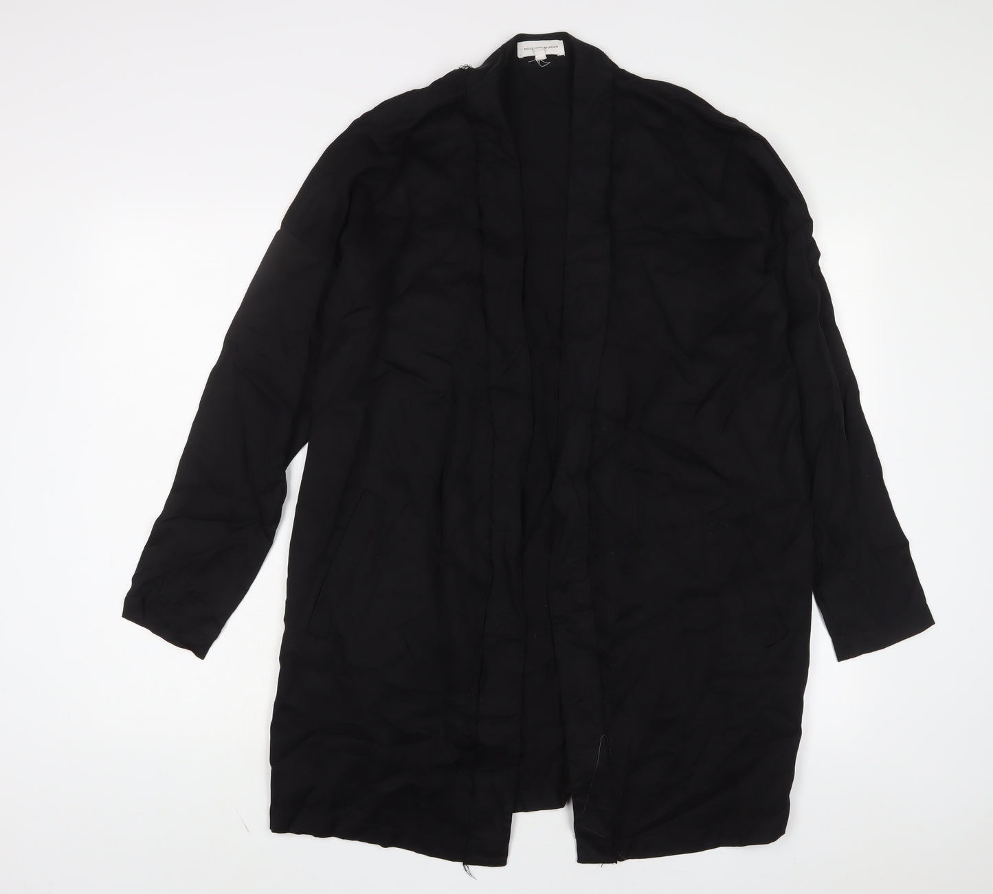 Moss Copenhagen Womens Black Lyocell Kimono Blouse Size M V-Neck - Open, Pockets