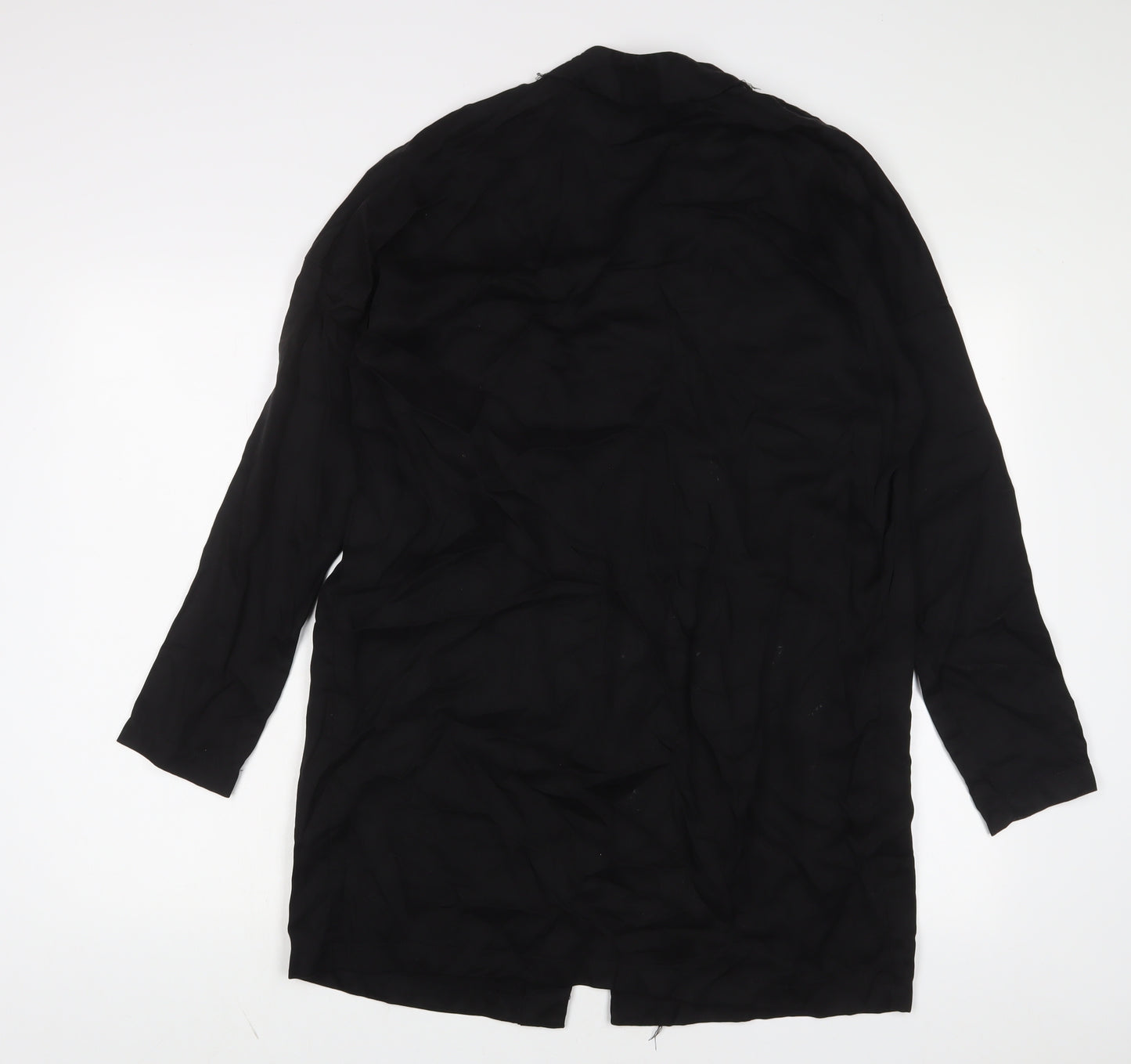 Moss Copenhagen Womens Black Lyocell Kimono Blouse Size M V-Neck - Open, Pockets