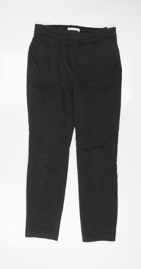 H&M Womens Grey Plaid Polyester Trousers Size 12 L27 in Regular Hook & Eye