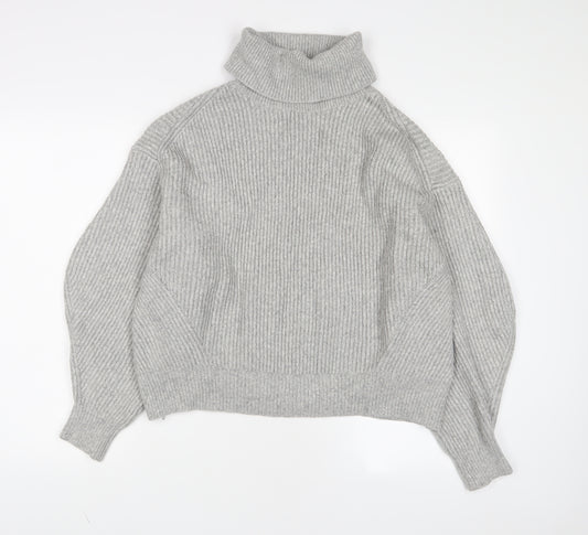 H&M Womens Grey Roll Neck Acrylic Pullover Jumper Size M