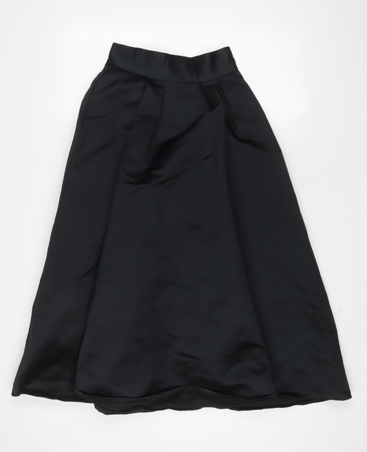 Coast Womens Black Polyester A-Line Skirt Size 6 Zip - Pleated