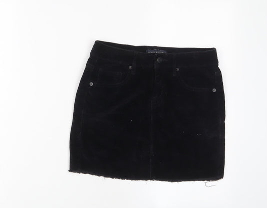 Brandy Melville Womens Black Cotton A-Line Skirt Size XS Zip