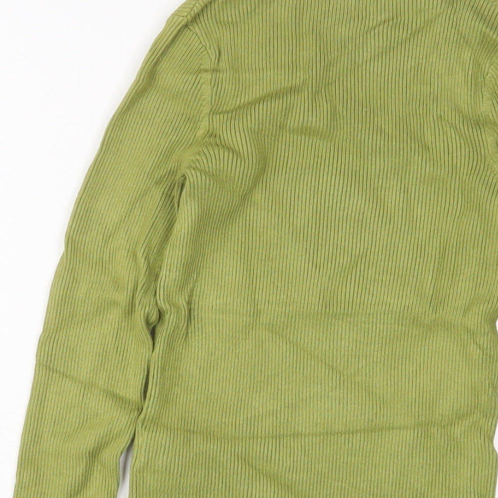 RESERVED Womens Green Crew Neck Viscose Pullover Jumper Size S