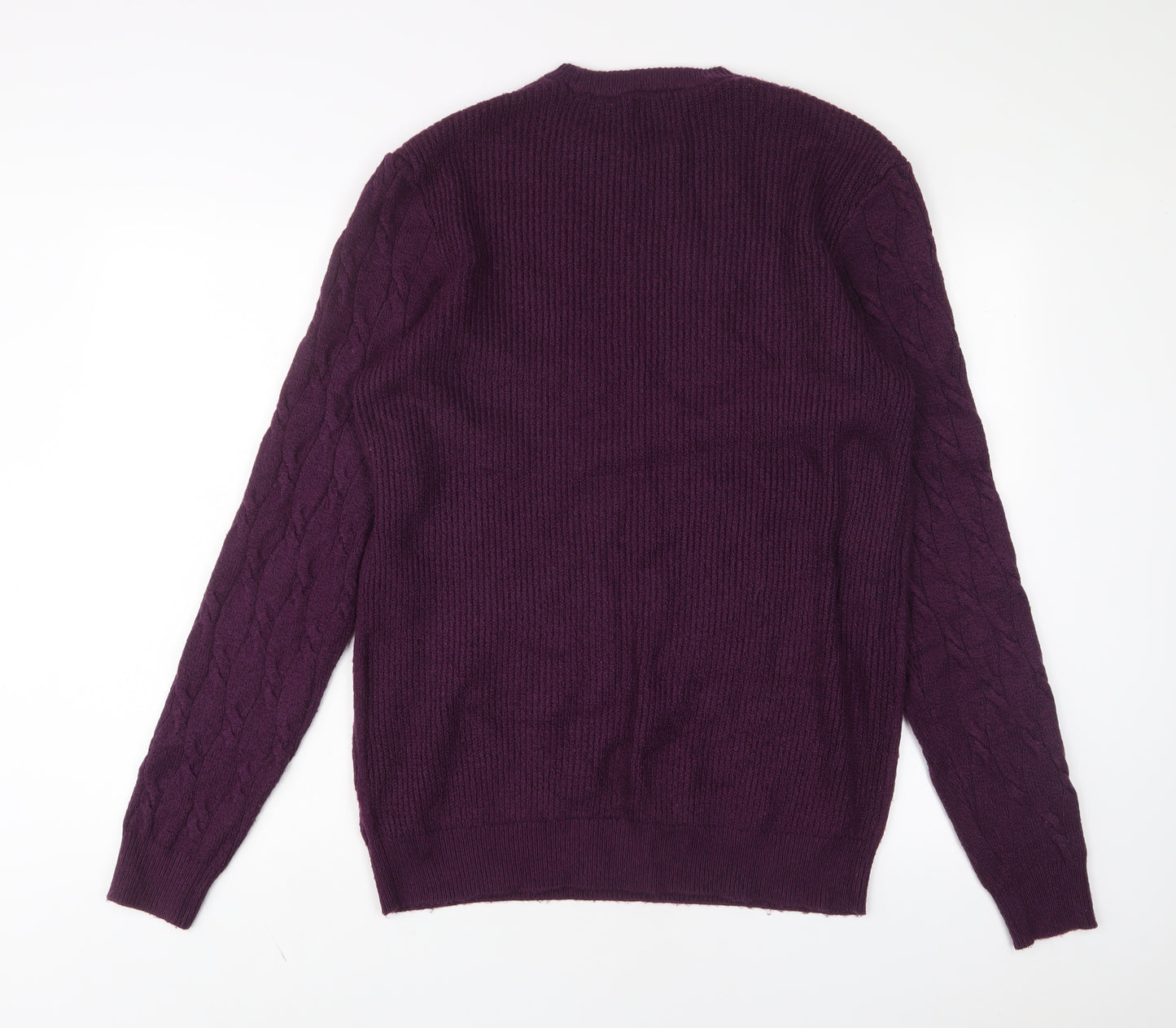 Marks and Spencer Mens Purple Crew Neck Polyamide Pullover Jumper Size M Long Sleeve