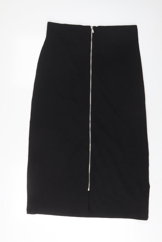 Marks and Spencer Womens Black Polyester A-Line Skirt Size 16 Zip