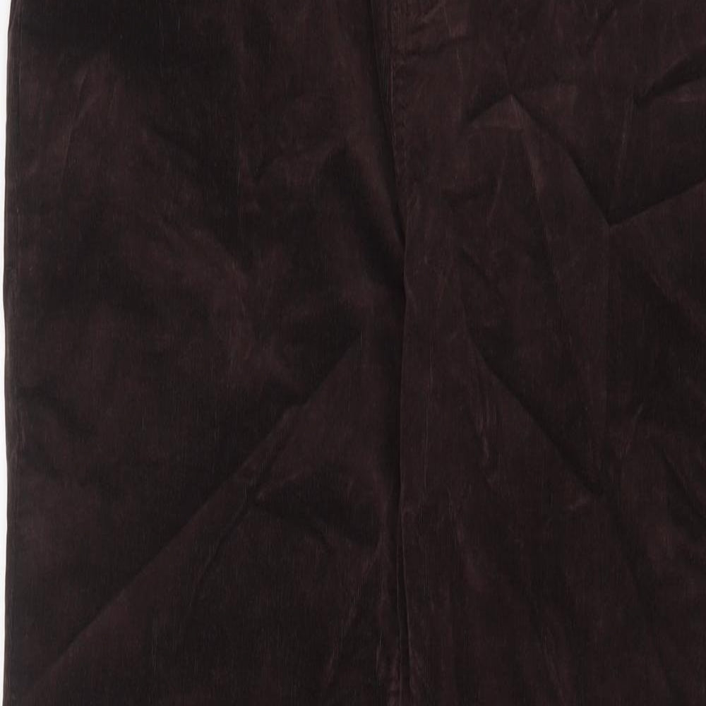 Per Una Womens Brown Cotton Trousers Size 14 L32 in Regular Zip