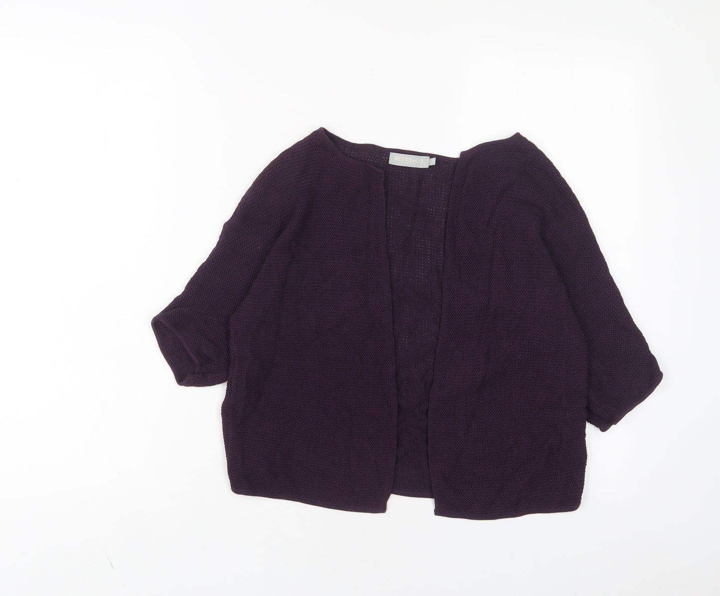 betty & co Womens Purple V-Neck Cotton Cardigan Jumper Size 10 - Open