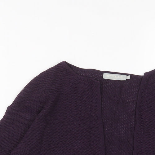 betty & co Womens Purple V-Neck Cotton Cardigan Jumper Size 10 - Open