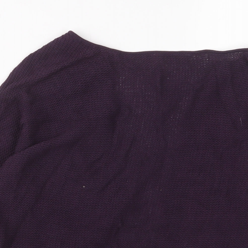 betty & co Womens Purple V-Neck Cotton Cardigan Jumper Size 10 - Open