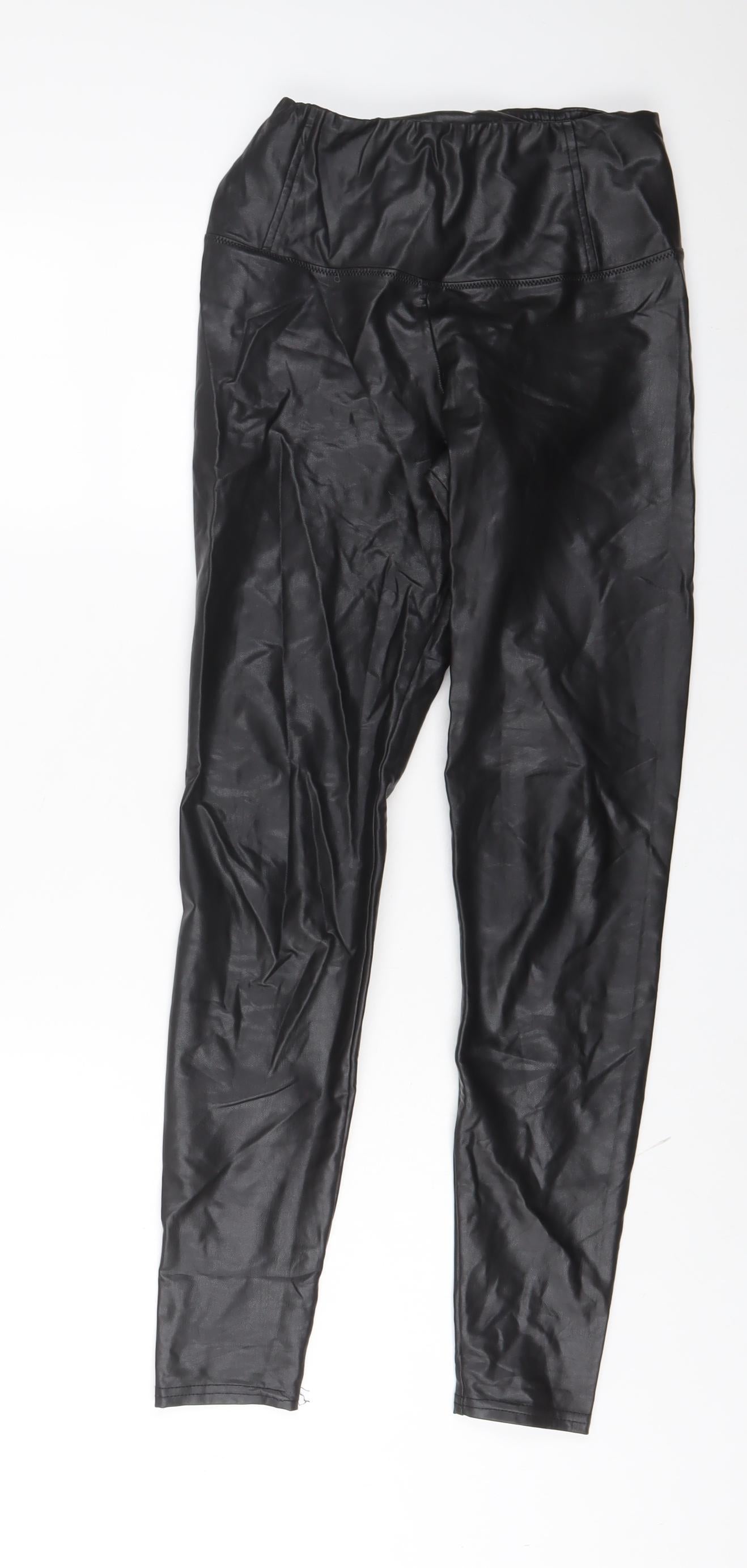 AllSaints Womens Black Polyurethane Capri Leggings Size 8 L27 in