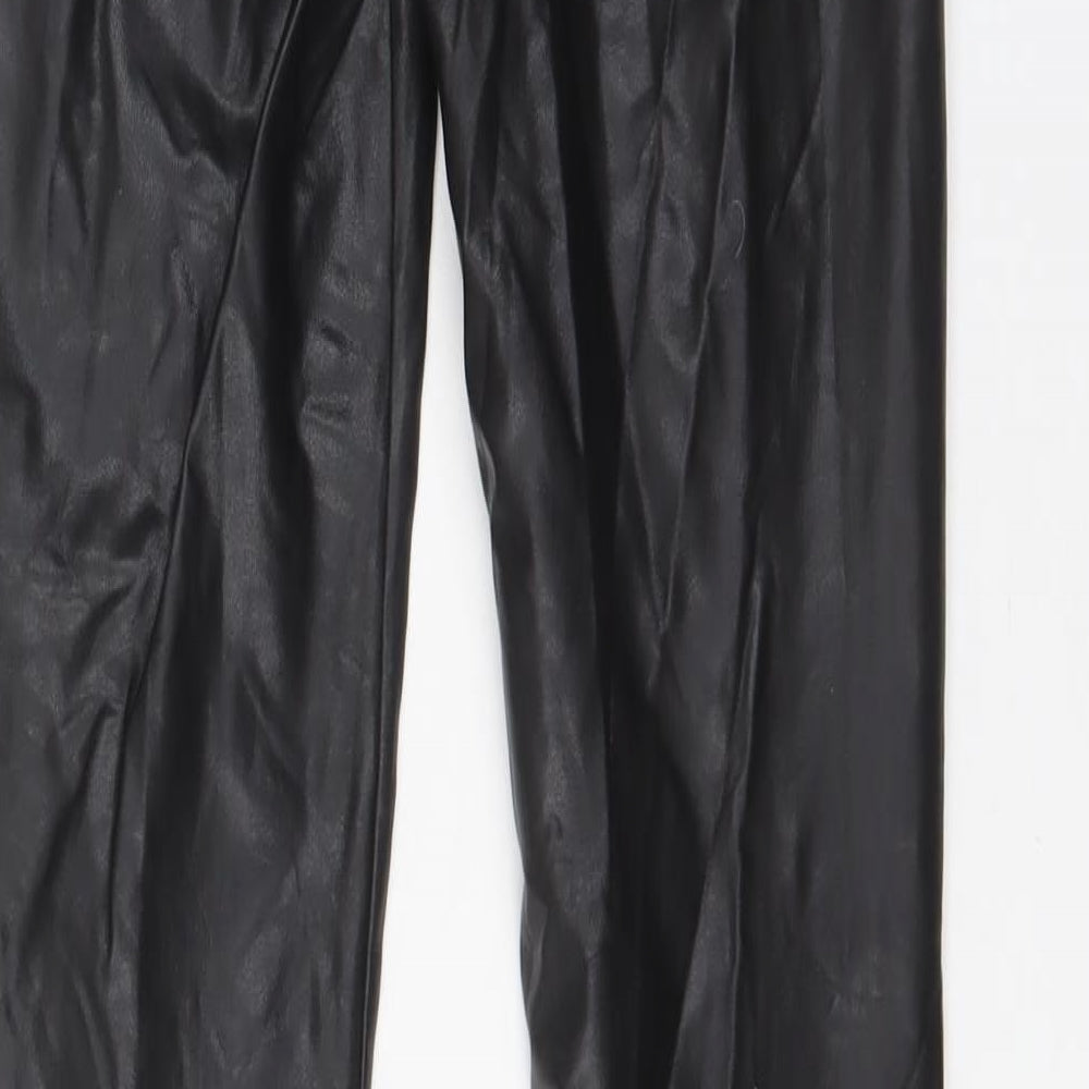 AllSaints Womens Black Polyurethane Capri Leggings Size 8 L27 in