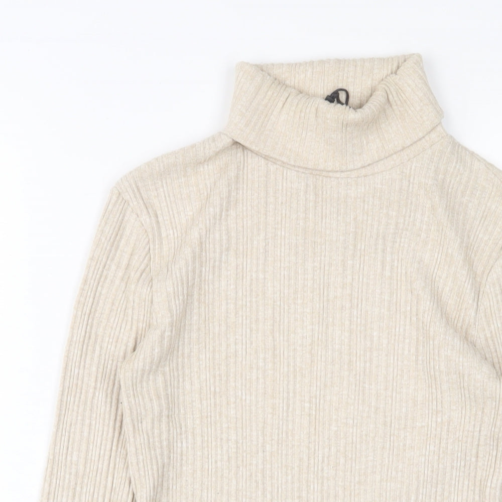 Bershka Womens Beige Roll Neck Viscose Pullover Jumper Size S