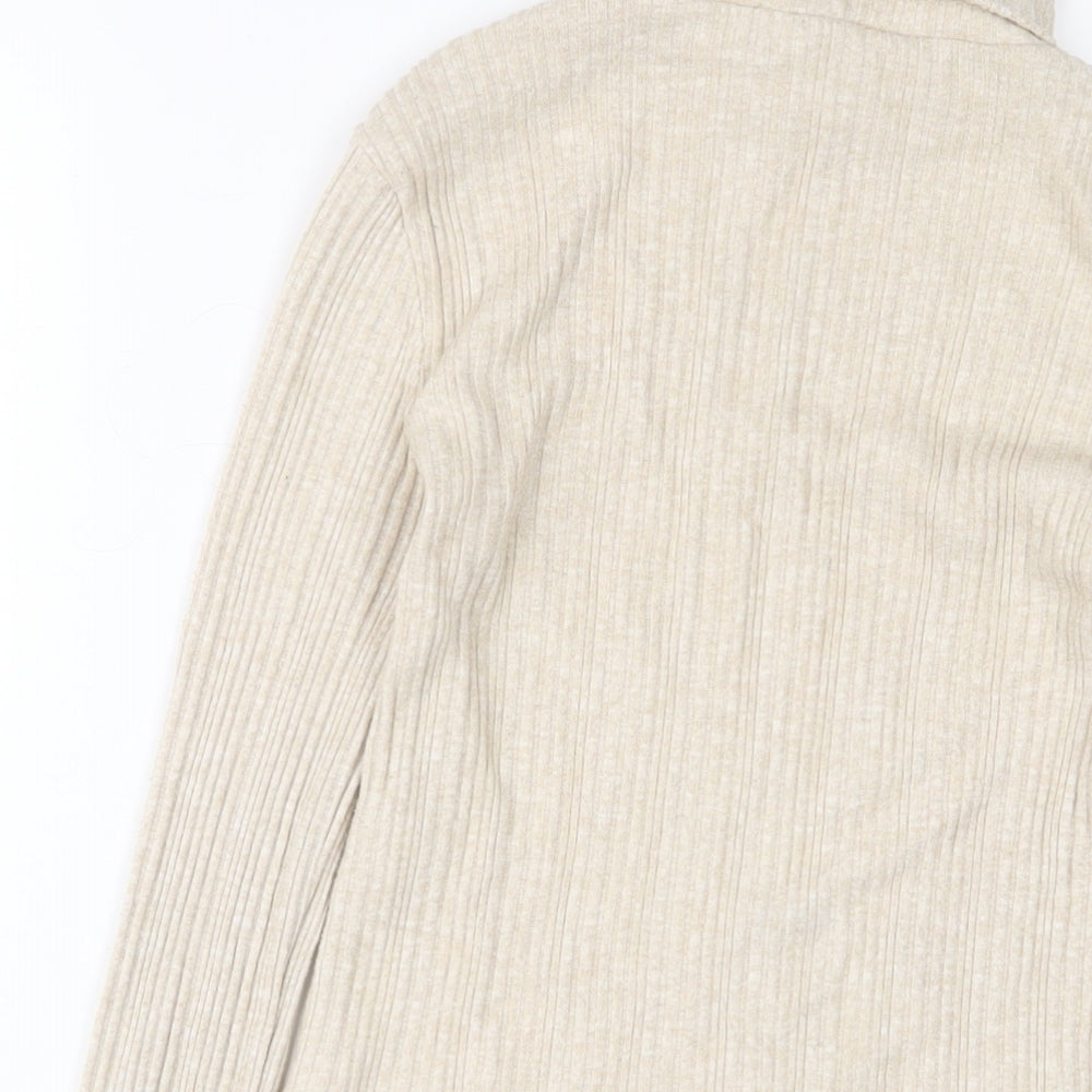 Bershka Womens Beige Roll Neck Viscose Pullover Jumper Size S