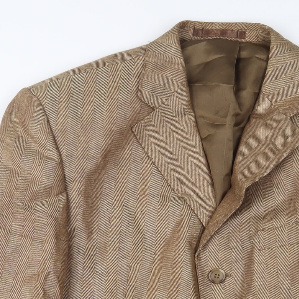 Jaeger Mens Brown Linen Jacket Suit Jacket Size 40 Regular