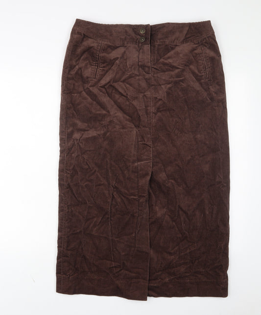 Country Casuals Womens Brown Cotton A-Line Skirt Size 16 Zip