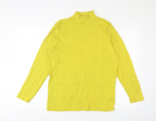 Cotton Traders Womens Yellow Cotton Basic T-Shirt Size 18 Roll Neck