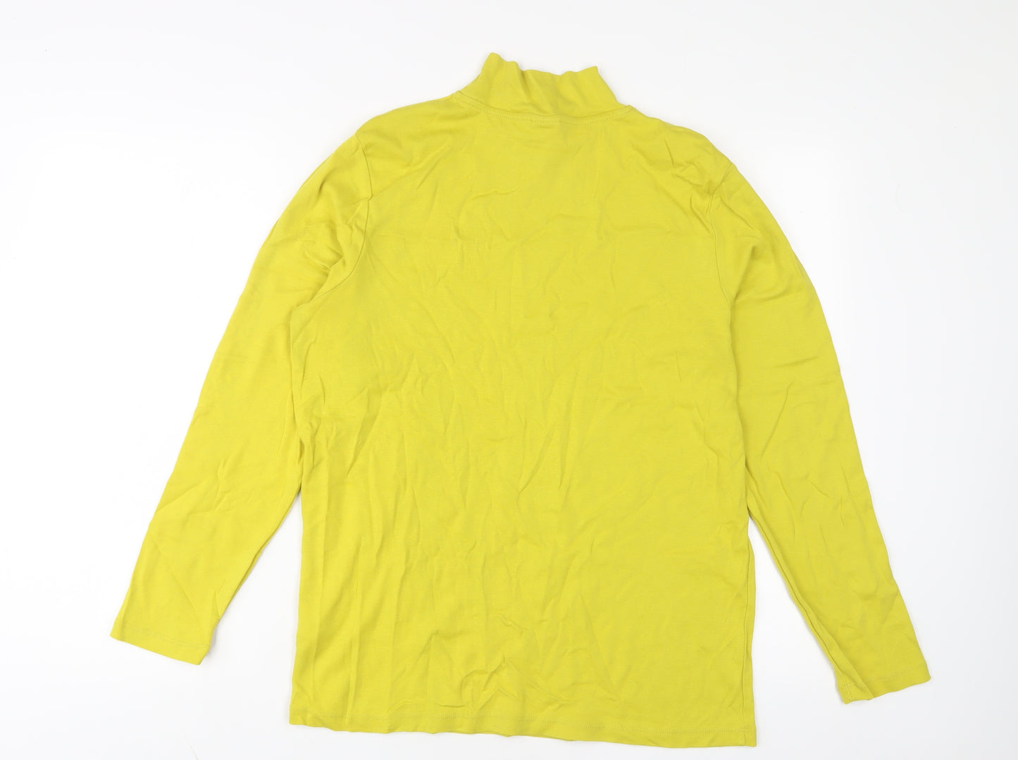 Cotton Traders Womens Yellow Cotton Basic T-Shirt Size 18 Roll Neck