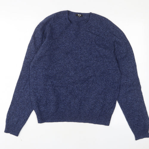 Uniqlo Womens Blue Crew Neck Wool Pullover Jumper Size M