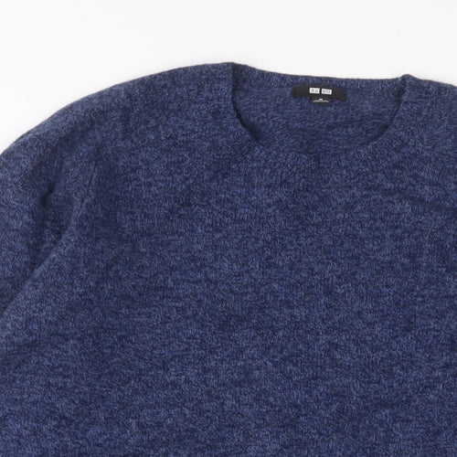 Uniqlo Womens Blue Crew Neck Wool Pullover Jumper Size M