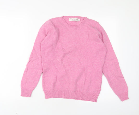 EWM Womens Pink Crew Neck Wool Pullover Jumper Size S - 10/12