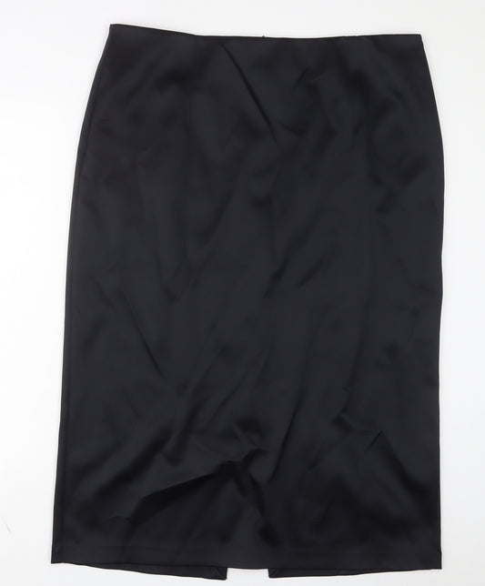 Marks and Spencer Womens Black Polyester A-Line Skirt Size 20 Zip