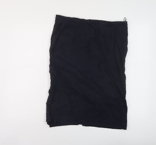 Jaeger Womens Black Linen Straight & Pencil Skirt Size 8 Drawstring