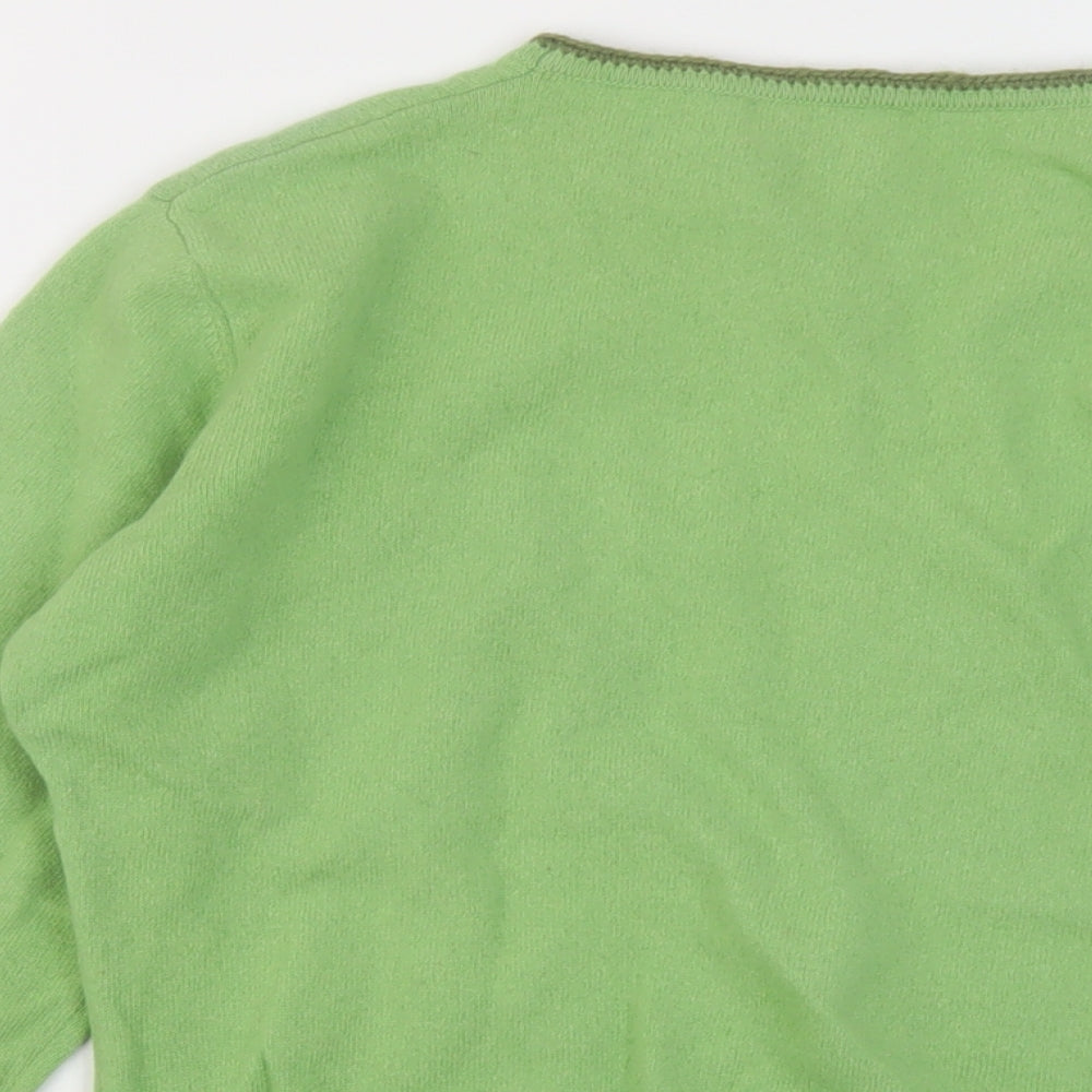 United Colors of Benetton Womens Green Crew Neck Wool Pullover Jumper Size L