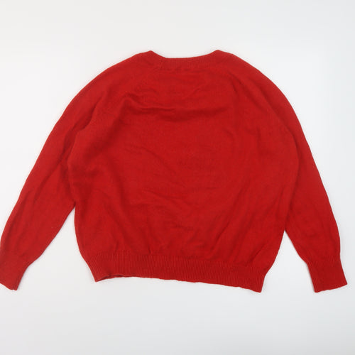 H&,M Womens Red Crew Neck Polyamide Pullover Jumper Size M - Christmas Jumper