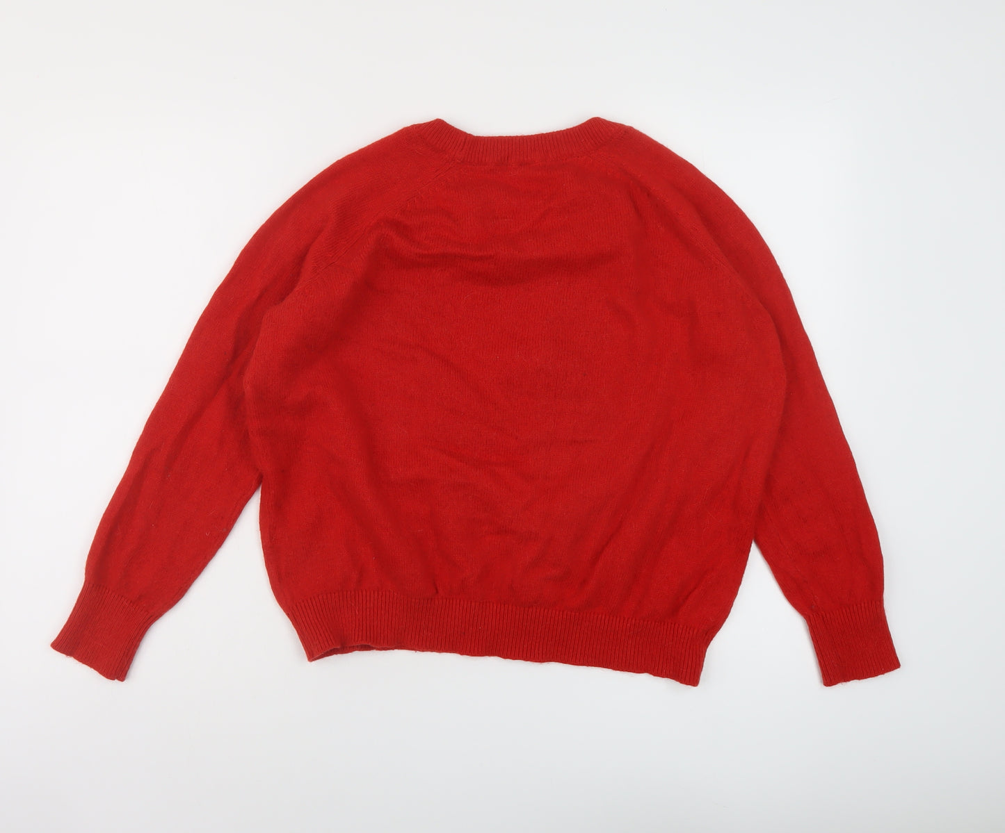 H&,M Womens Red Crew Neck Polyamide Pullover Jumper Size M - Christmas Jumper