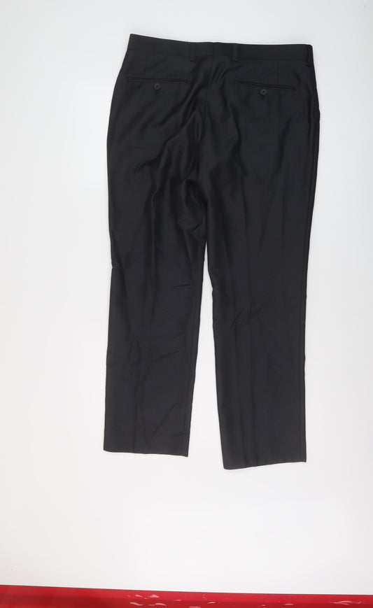 NEXT Mens Grey Polyester Trousers Size 34 in L29 in Regular Button