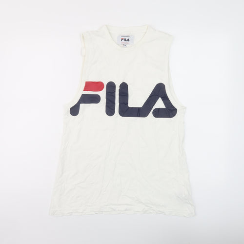 FILA Mens White Cotton T-Shirt Size M Round Neck