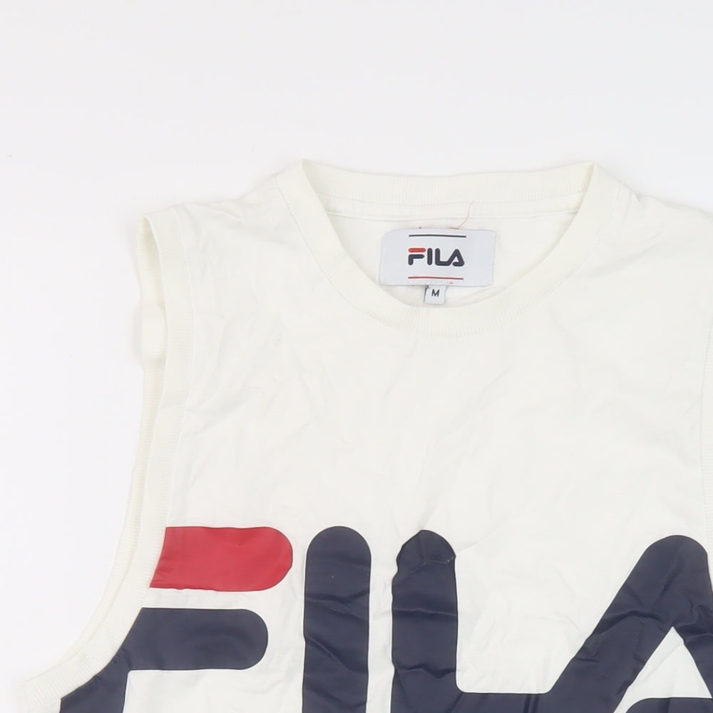 FILA Mens White Cotton T-Shirt Size M Round Neck