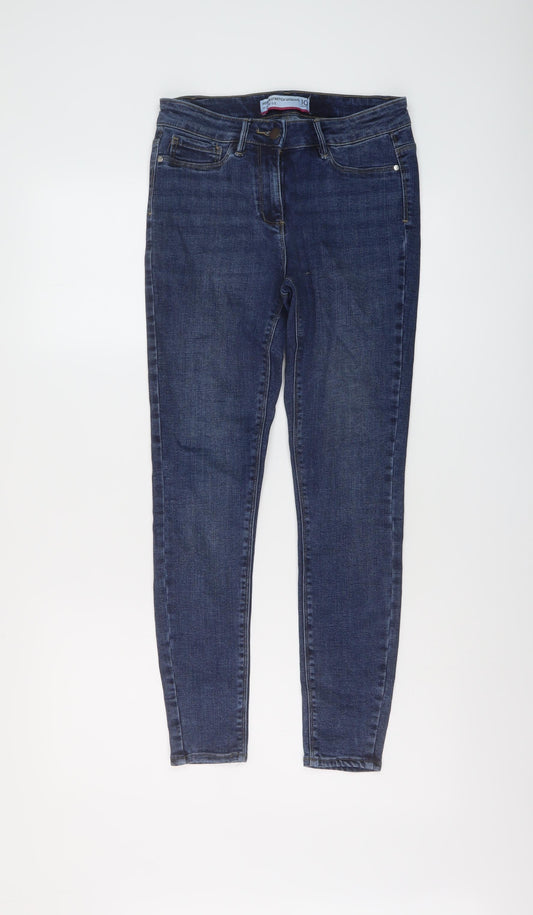 NEXT Womens Blue Cotton Skinny Jeans Size 10 L26 in Regular Button