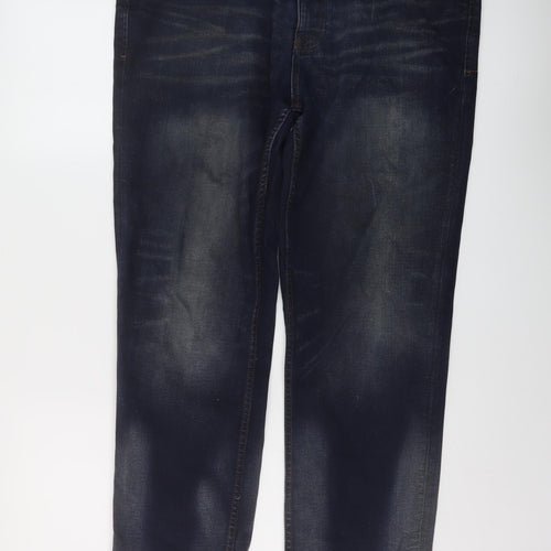 George Mens Blue Cotton Straight Jeans Size 36 in L32 in Regular Button