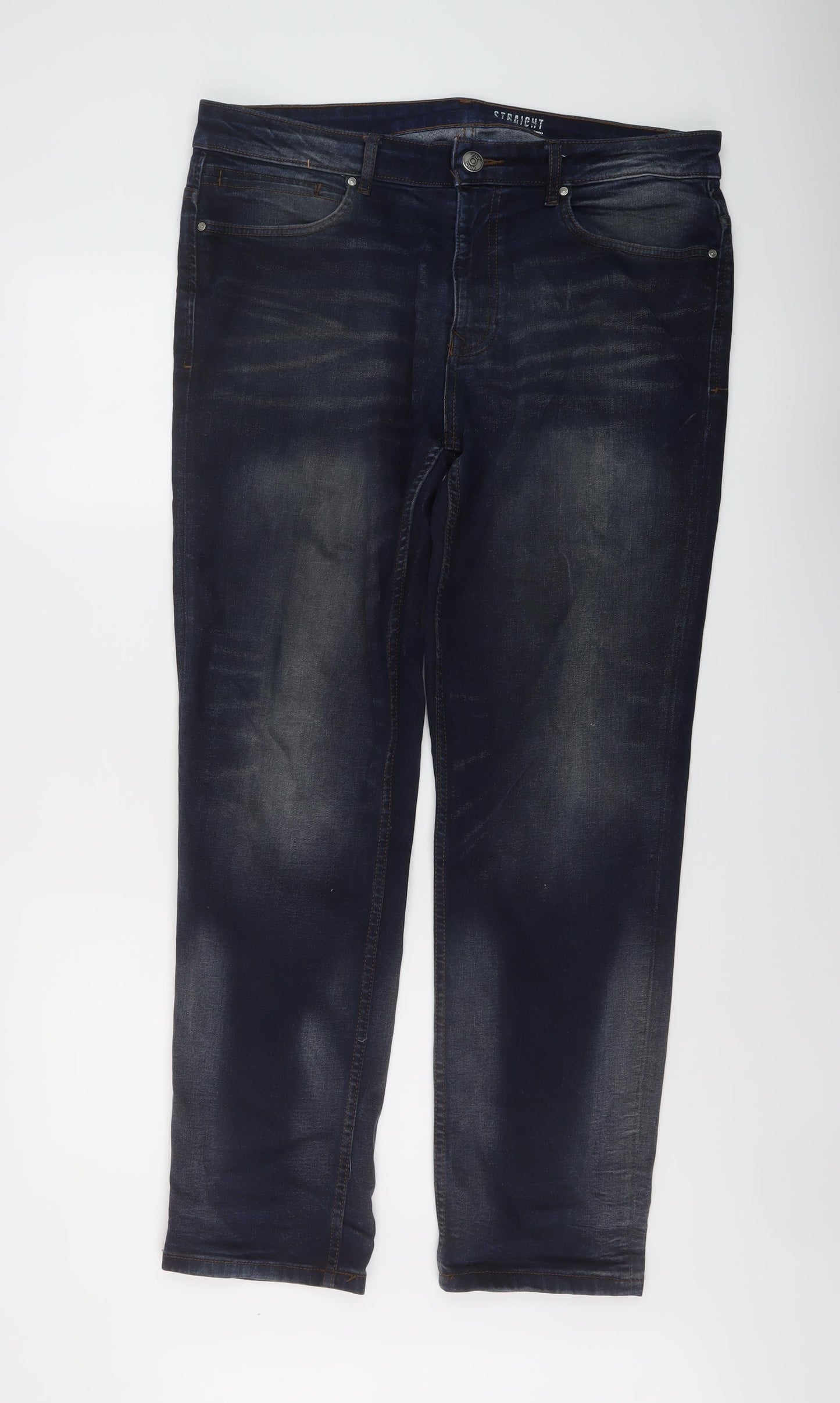 George Mens Blue Cotton Straight Jeans Size 36 in L32 in Regular Button