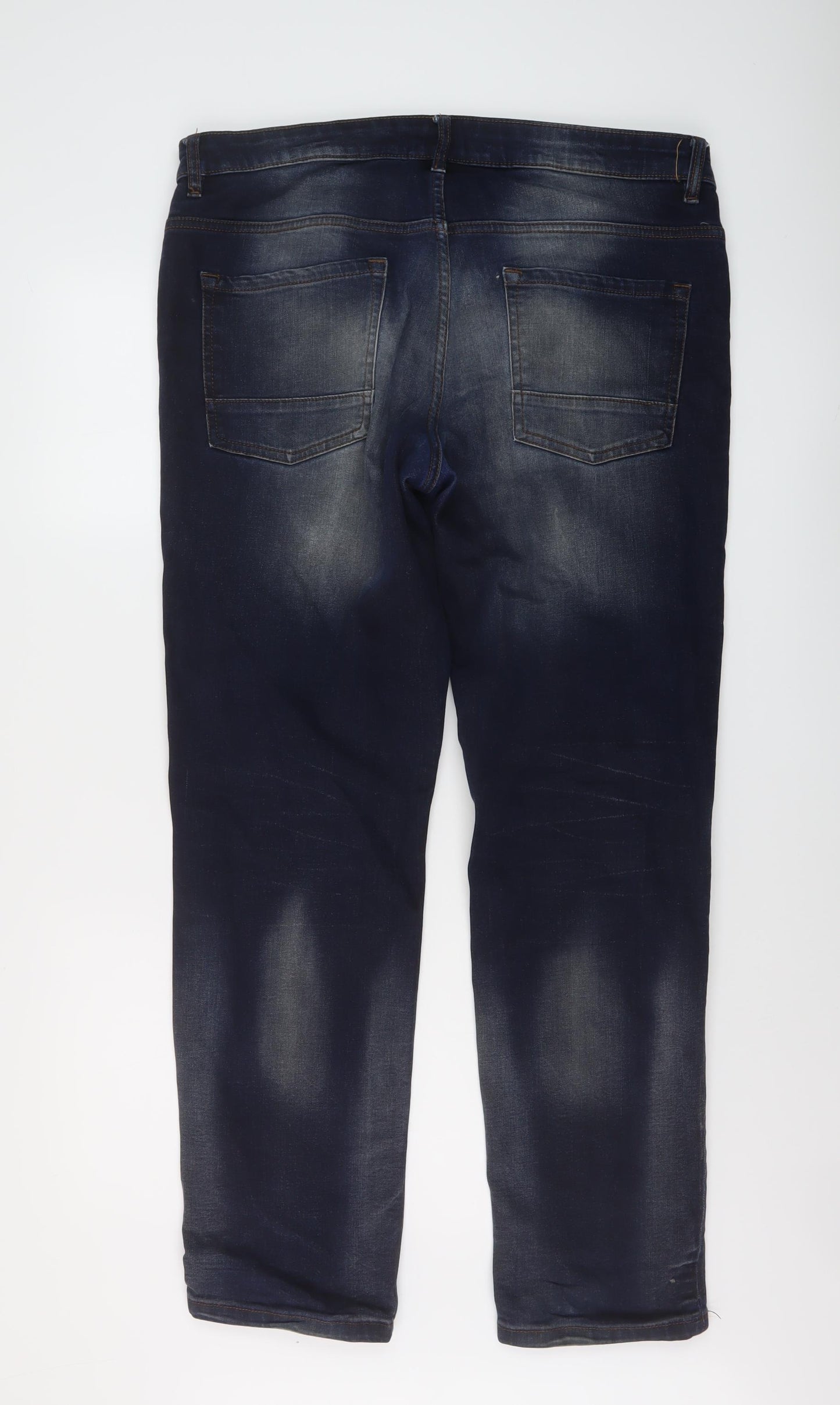 George Mens Blue Cotton Straight Jeans Size 36 in L32 in Regular Button