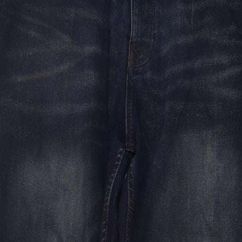 George Mens Blue Cotton Straight Jeans Size 36 in L32 in Regular Button